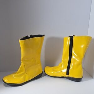 Yellow Patent Mid-Calf Boots